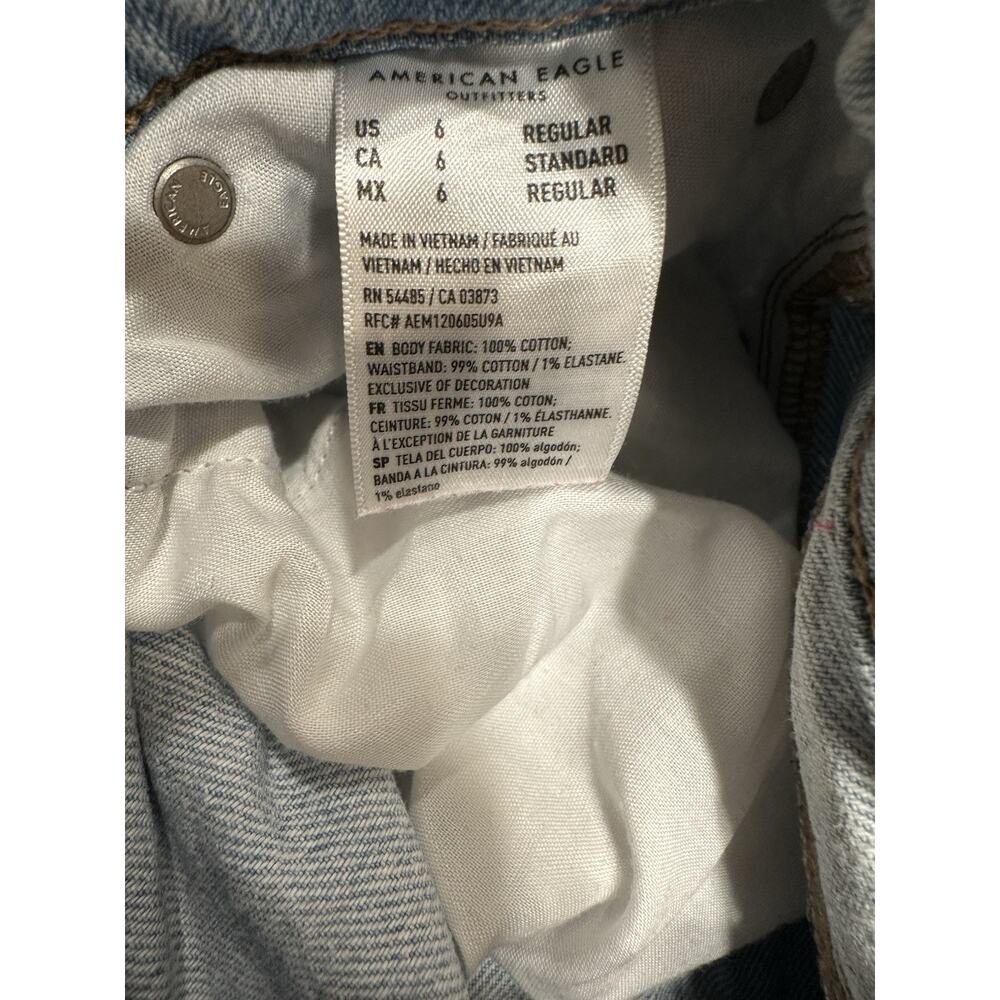 American Eagle Highest Rise 90s Boyfriend Jeans Women’s6 Light Wash Distressed - Picture 5 of 8